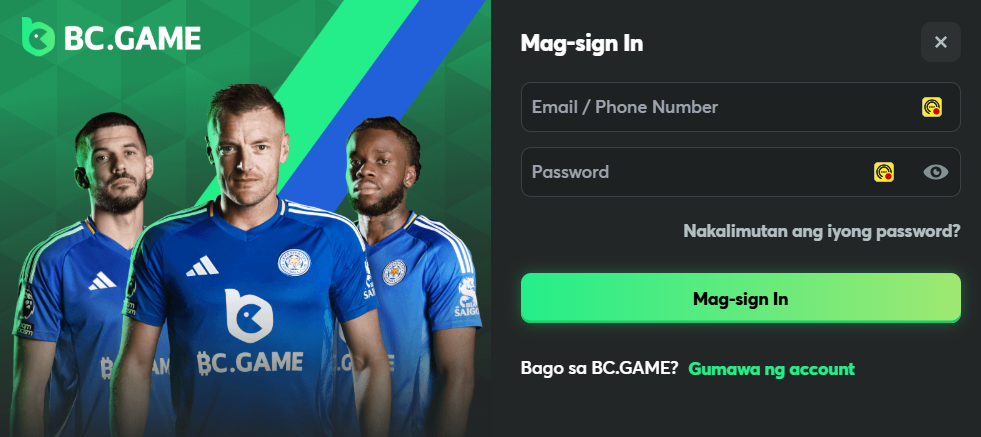 BC GAME Registration and Logging in