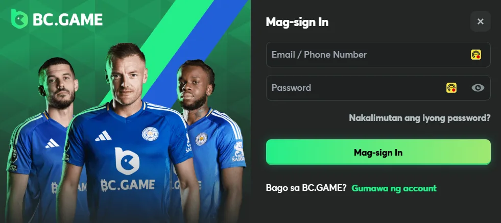 BC GAME Registration and Logging in