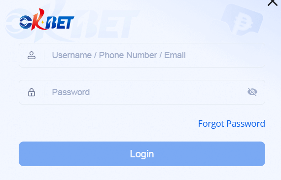 OKBET how to login your OKBET account
Fill in username Email number