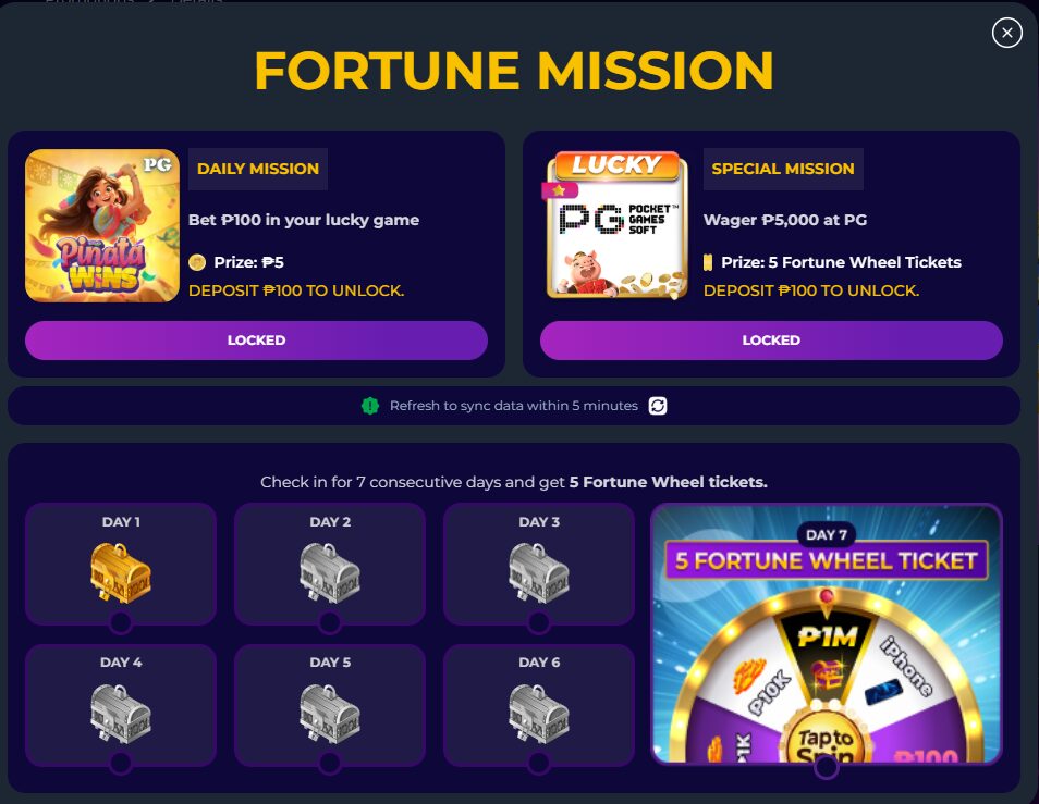 Complete Fortune Missions to Earn Fortune Wheel Tickets and Exclusive Rewards