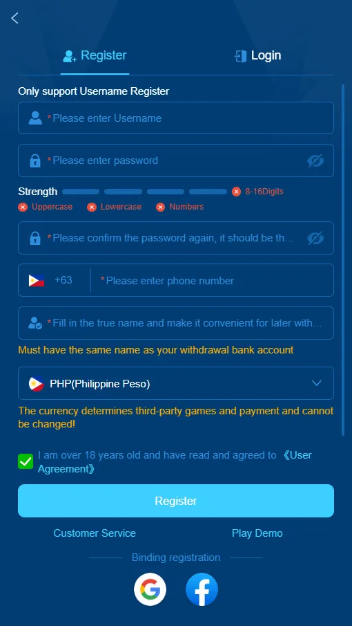 registration form