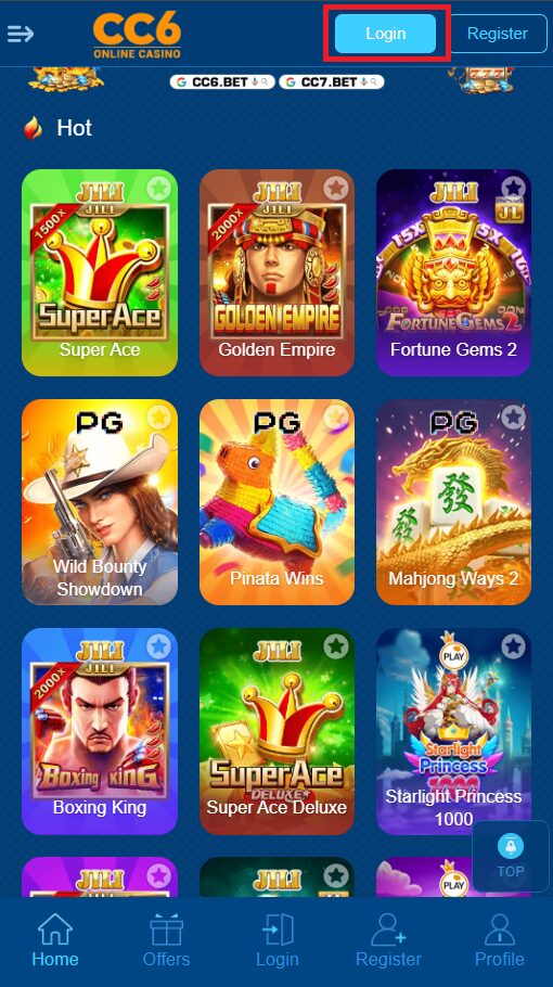 Site Top Login