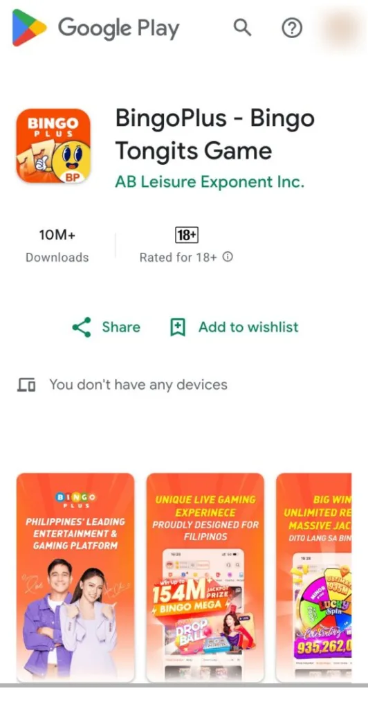 BingoPlus google play