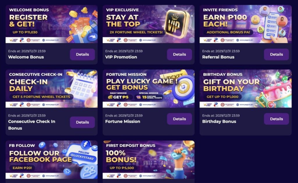 Get up to ₱5,500! Make a deposit and receive the Luckystarz Online Casino Deposit Bonus!