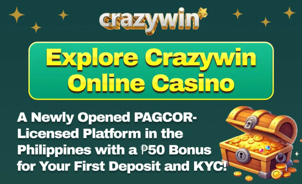 crazywin Explore Crazywin Online Casino A Newly Opened PAGCOR-Licensed Platform in teh Philippines with a ₱50 Bonus for Your First Deposit and KYC!