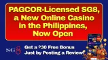 PAGCOR-Licensed SG8, a New Online Casino in the Philippines, New Open Get a ₱30 Free Bonus Just by Posting a Review!