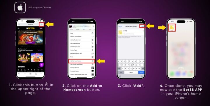BET88 iOS app via Chrome