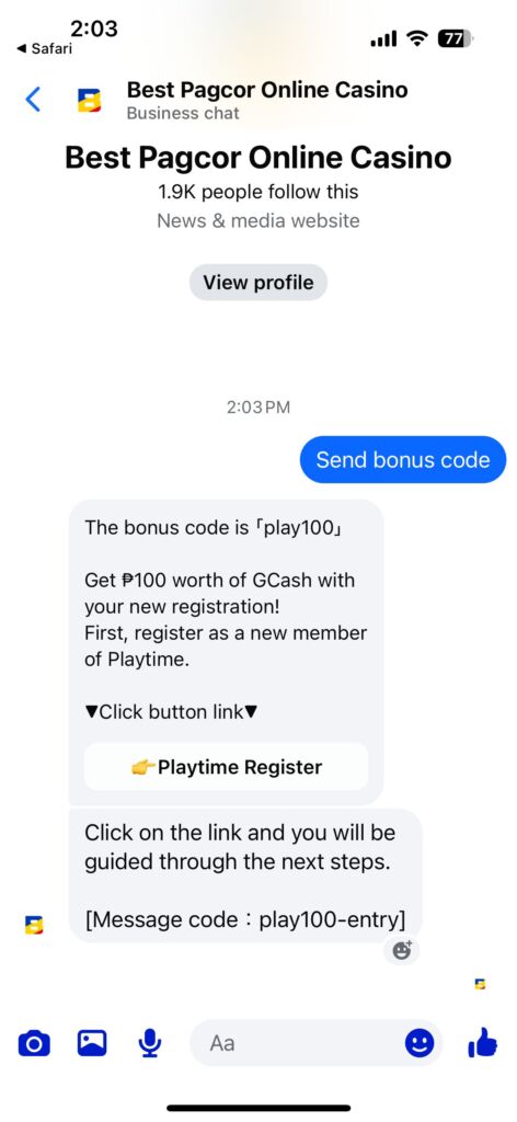 Messenger send bonus code
